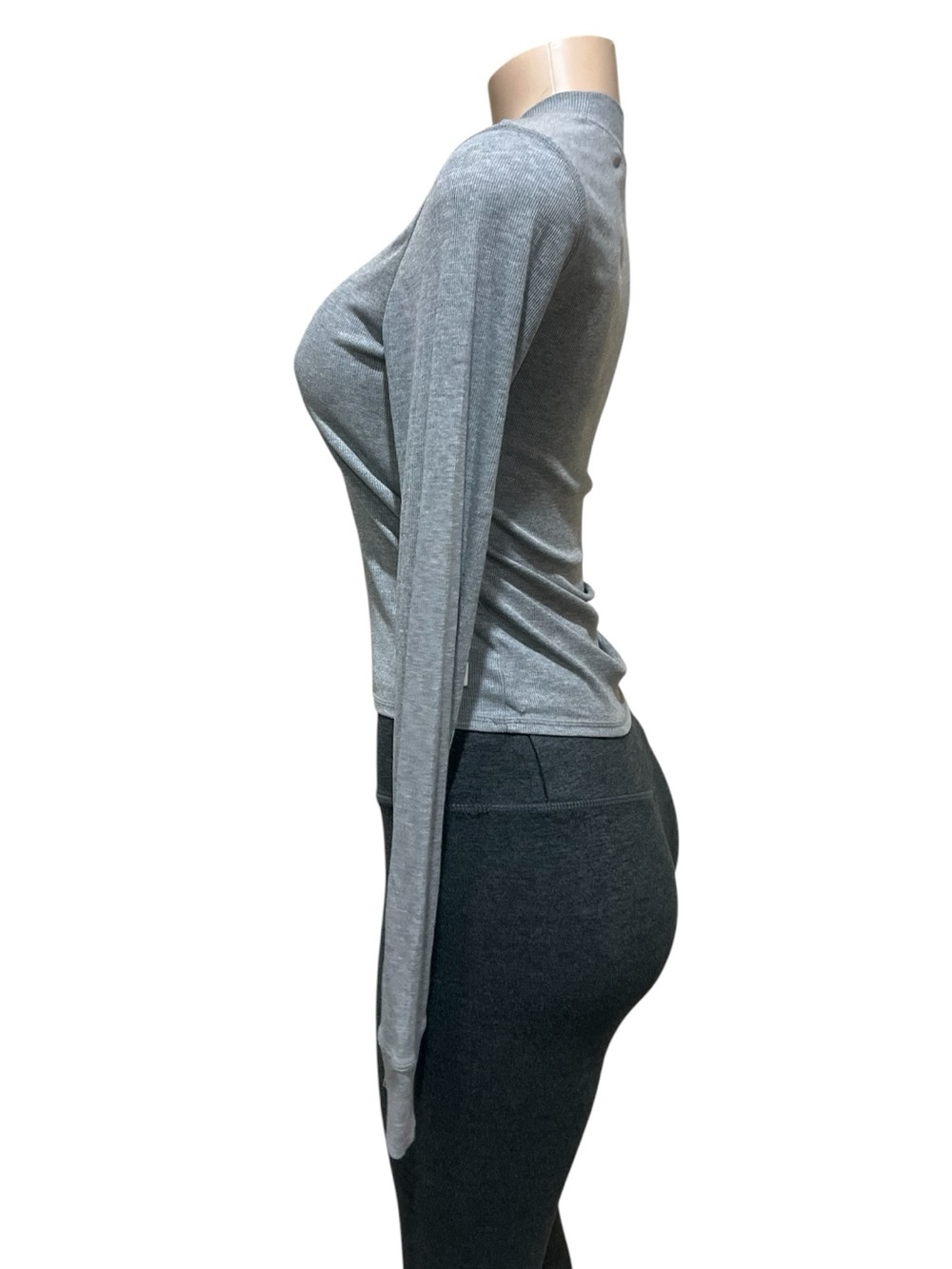 Vuori Women's Light Heather Gray Long Sleeve Mock Neck - Picture 3 of 6
